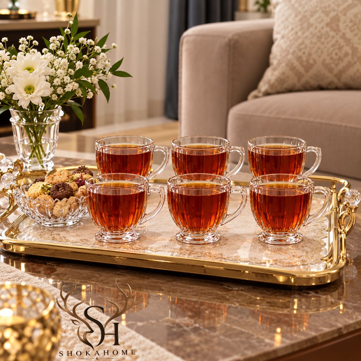 فنجان چای خوری 6 عددی پیرلس بلور و کریستال