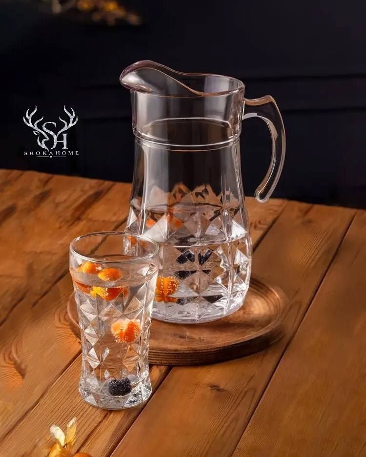 پارچ و لیوان پذیرایی پارچ و لیوان شربت خوری ظروف سرو و نوشیدنی جهیزیه عروس پارچ و لیوان پاشاباغچه پارچ و لیوان پینترسی پارچ مینیمال لیوان 6 عددی پارچ بلور شفاف جهیزیه عروس سرویس کریستال و بلور