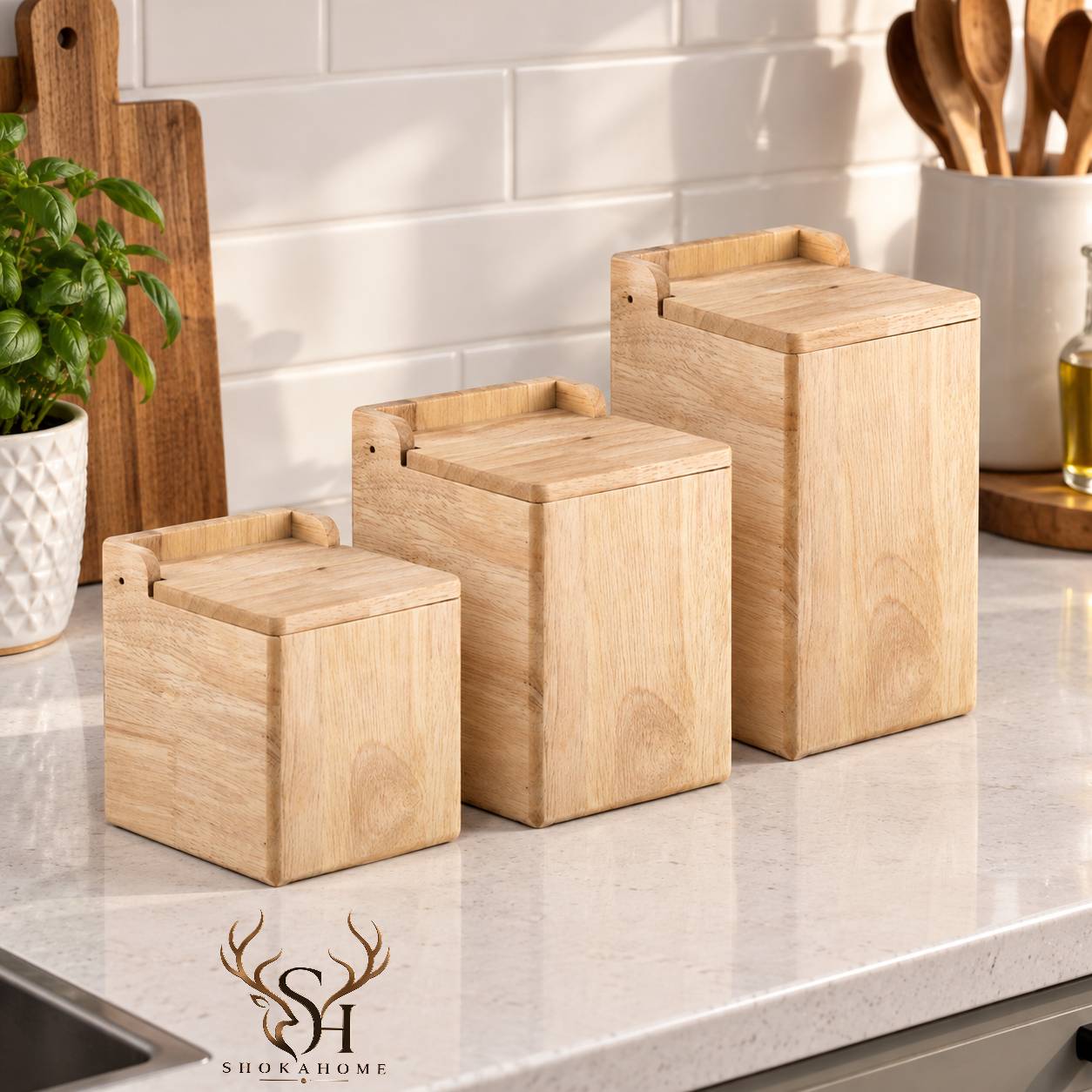 ست جای قند و شکر چای چوبی چوب رابروود