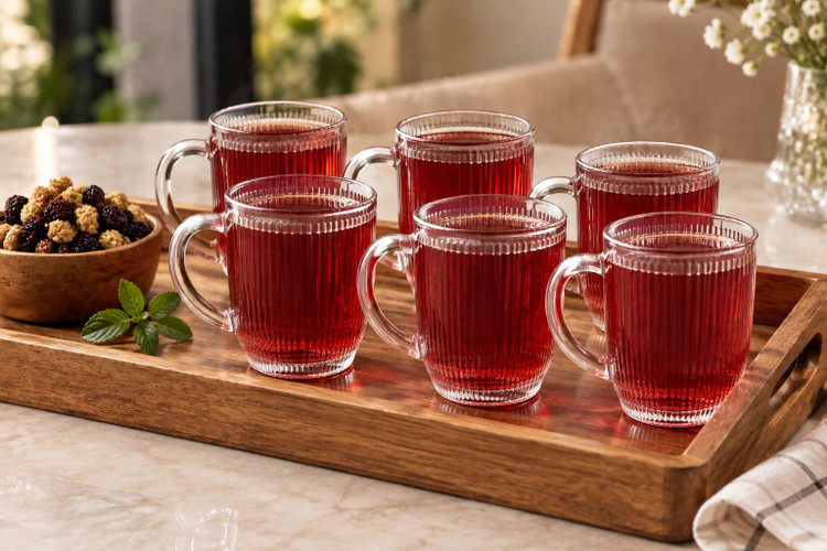 لیوان دسته دار شیار دار بلور زنگان مدل میلان