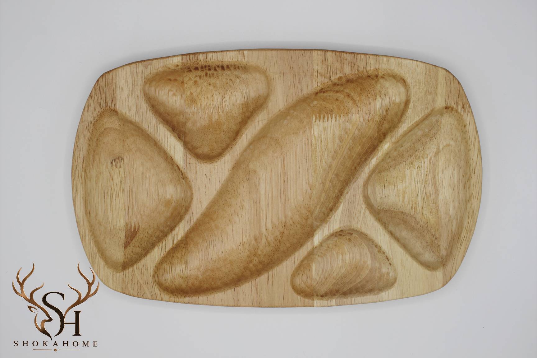 اردوخوری چوبی پنج قسمتی شوکا مناسب سرو پسته و مغز تخمه در پذیرایی