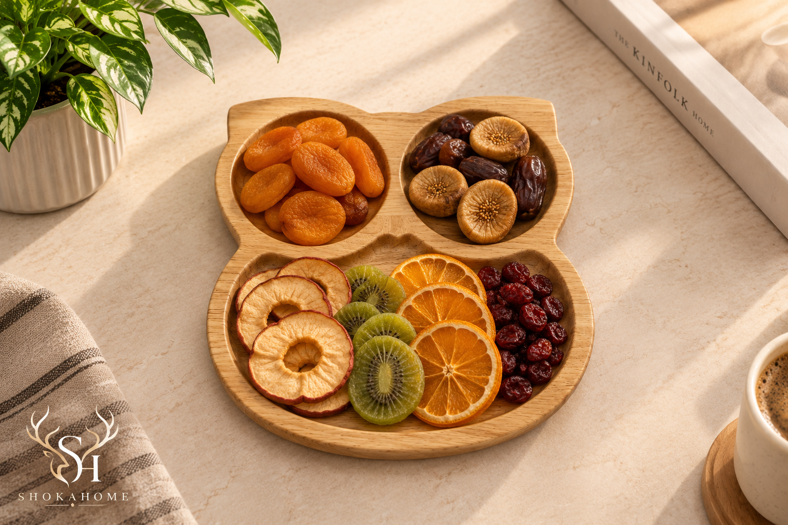 اردوخوری چوبی طرح جغد شوکا مناسب سرو آجیل، میوه خشک و تنقلات روی میز پذیرایی