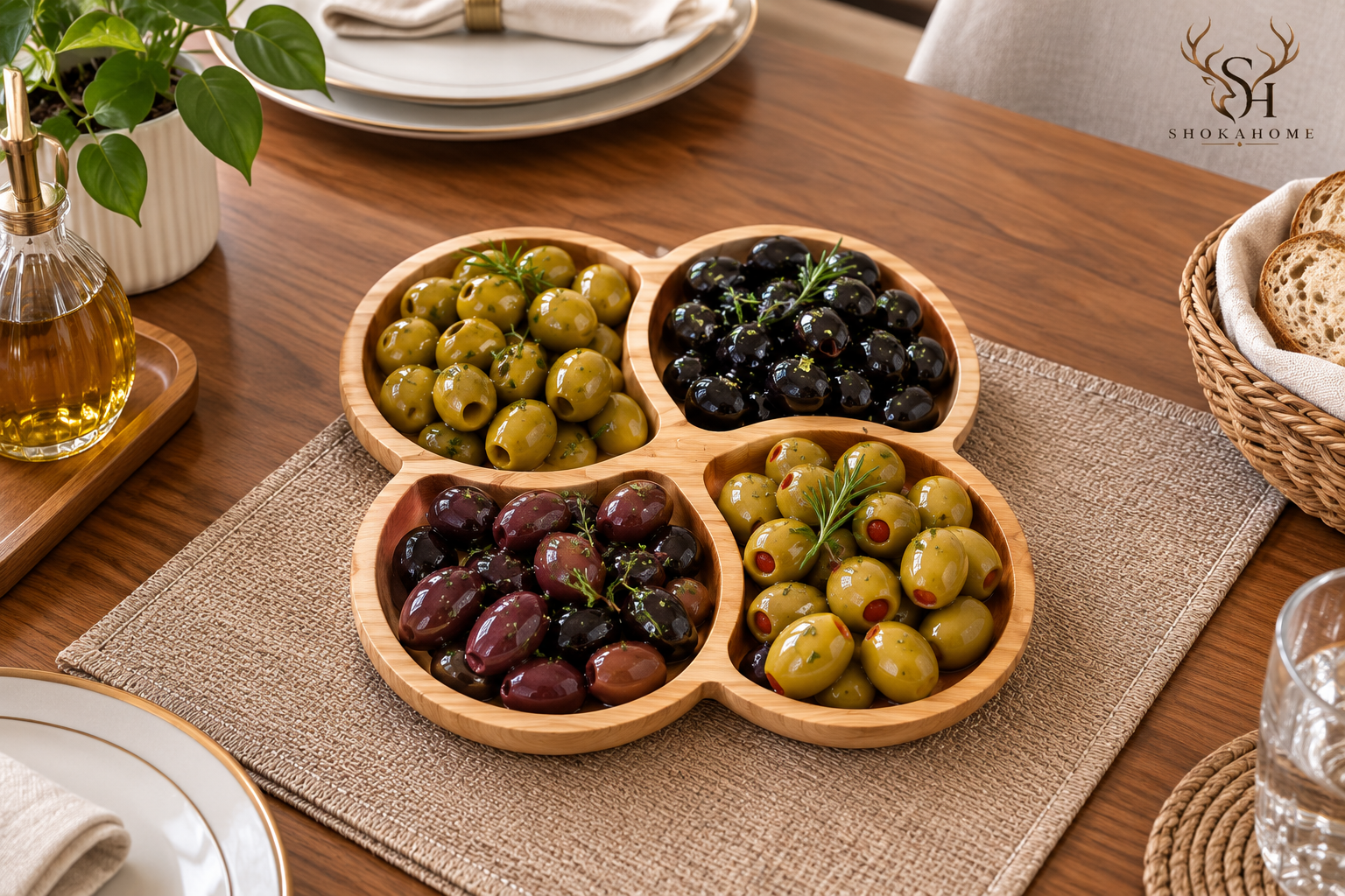 خرید اردو خوری چوبی طرح گل بنفشه چهار خانه برند شوکا از جنس چوب رابروود