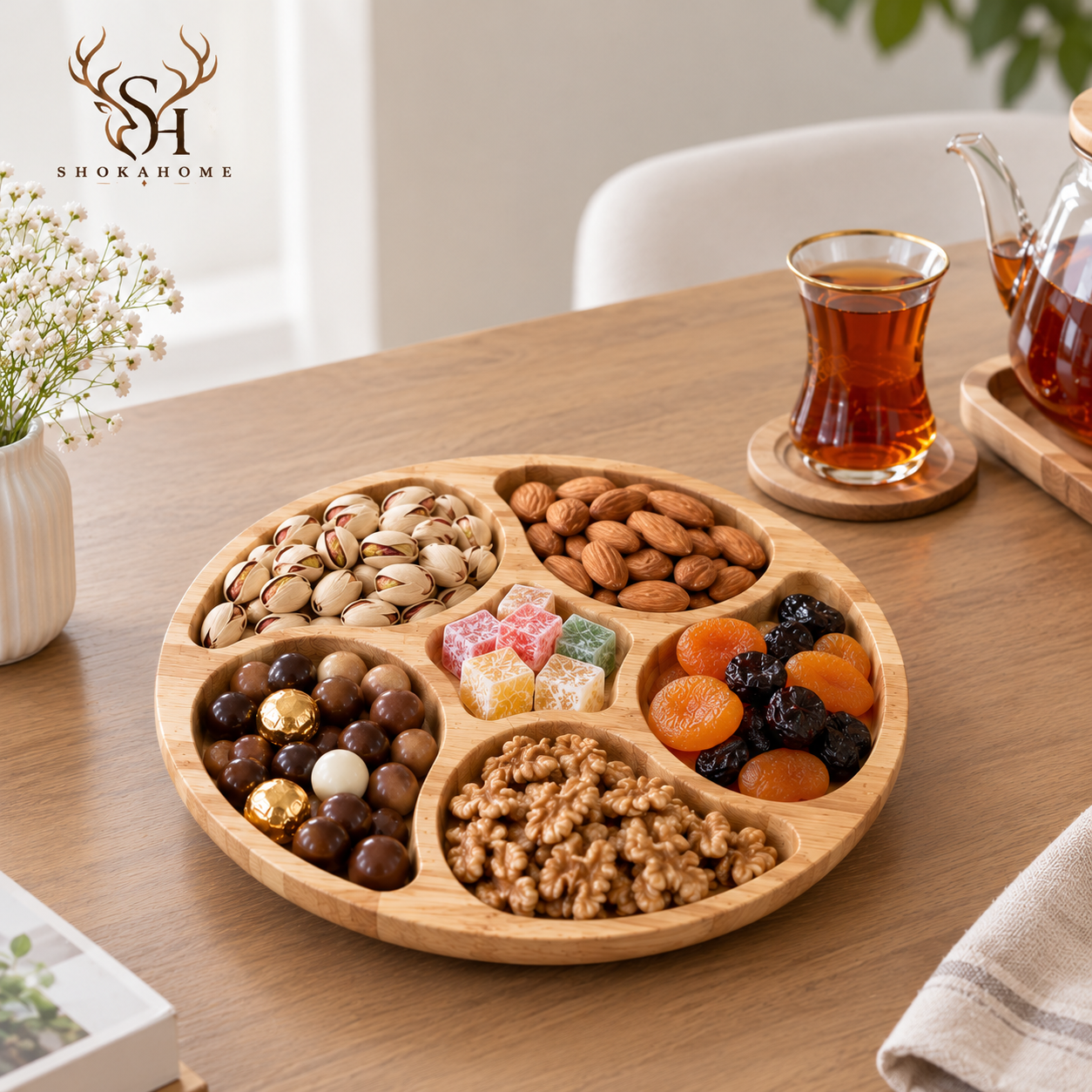 اردو خوری چوبی طرح بته جقه ۶ خانه برند شوکا از جنس چوب رابروود